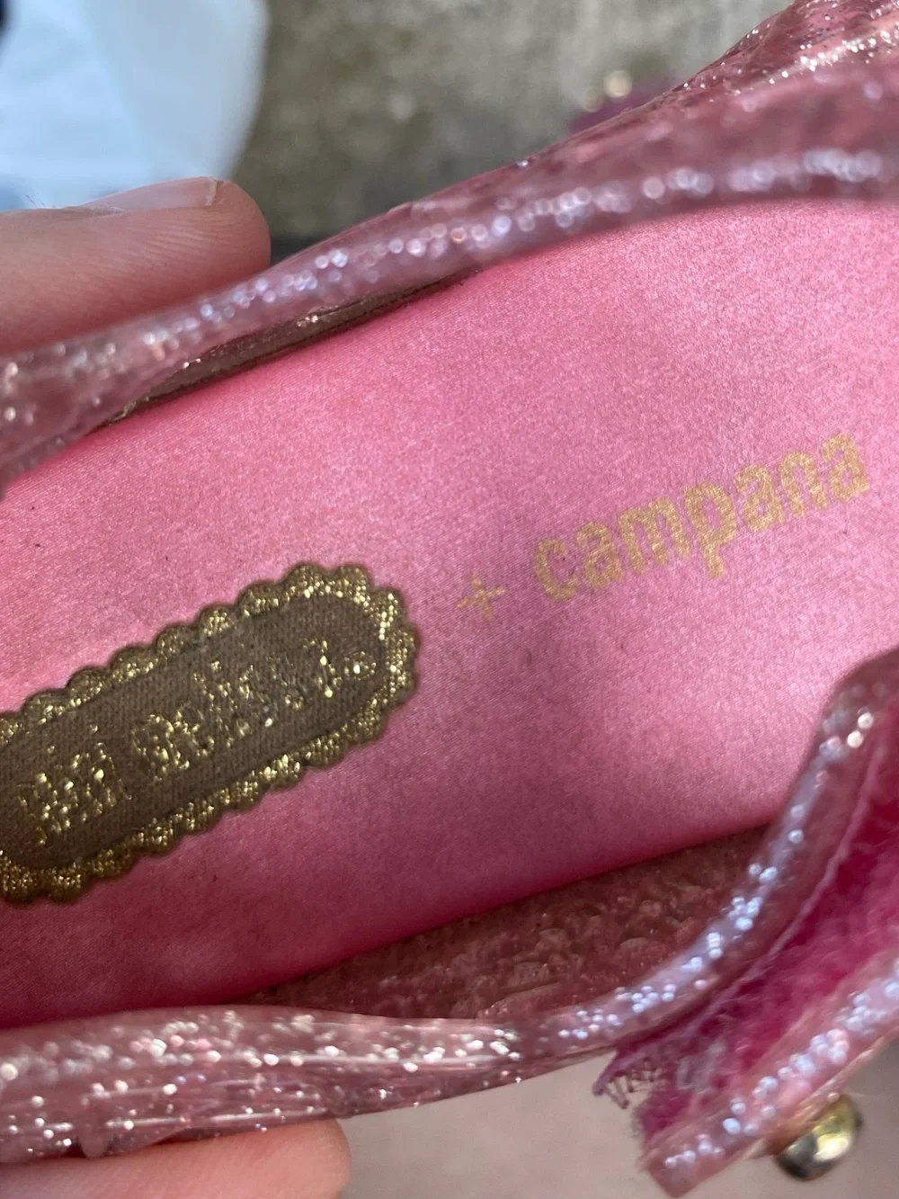 Mini Melissa pink Campana Bell zigzag glitter jelly Mary Jane flats size 7